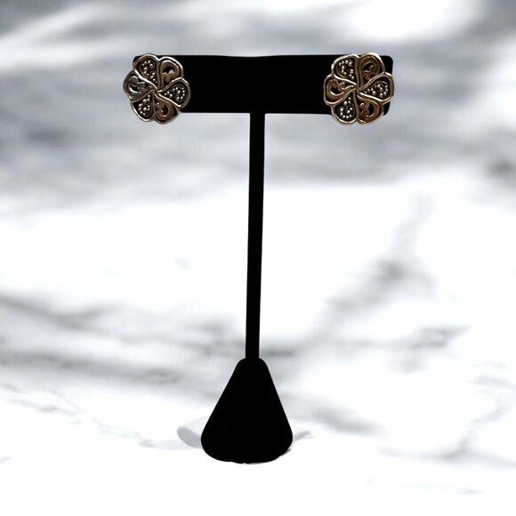 Lois Hill Sterling Silver Stud Post Earrings Oxidized Flower Paisley Vintage 925 - Picture 6 of 10